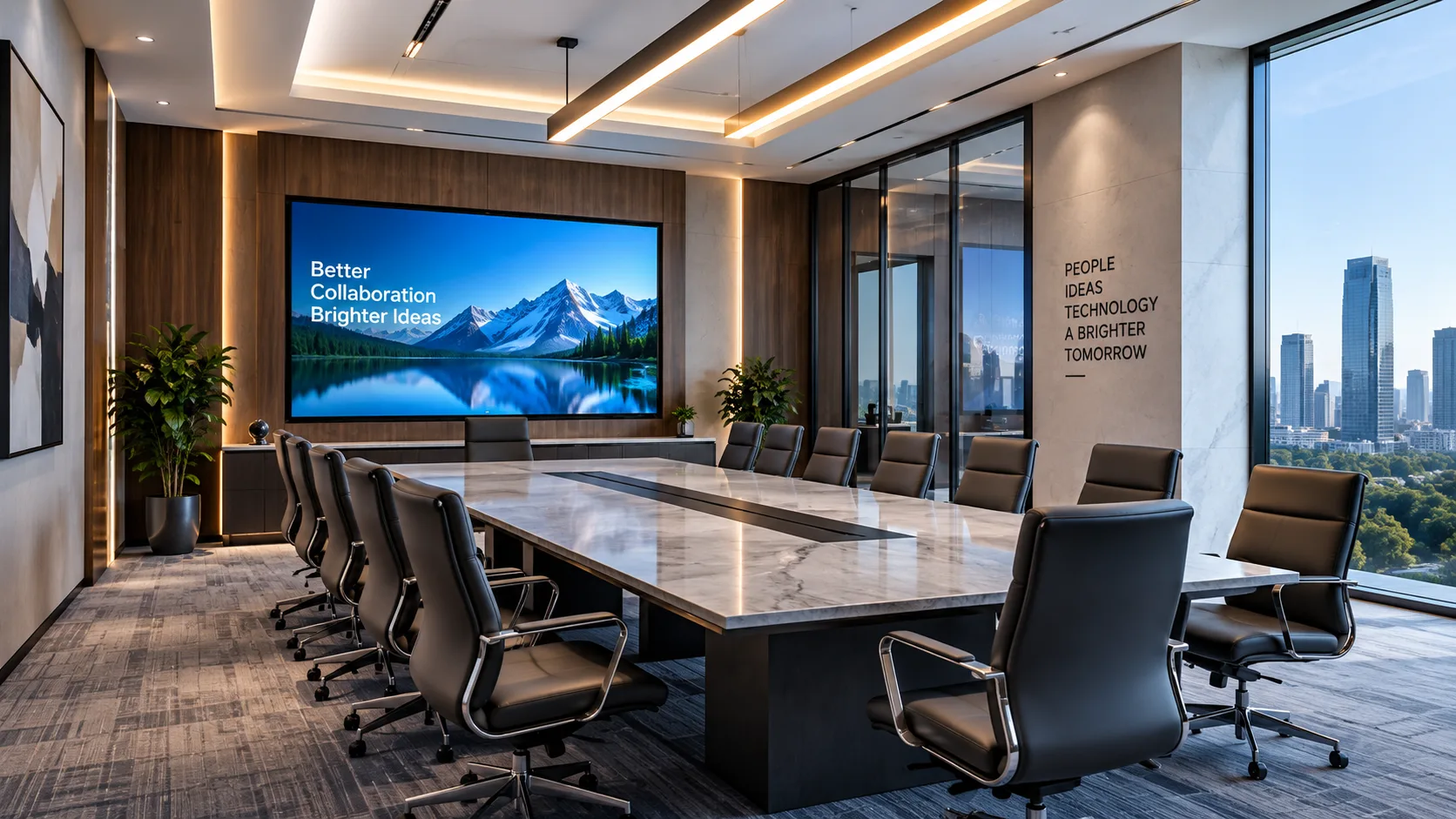 CX LED display installed in a modern corporate conference room