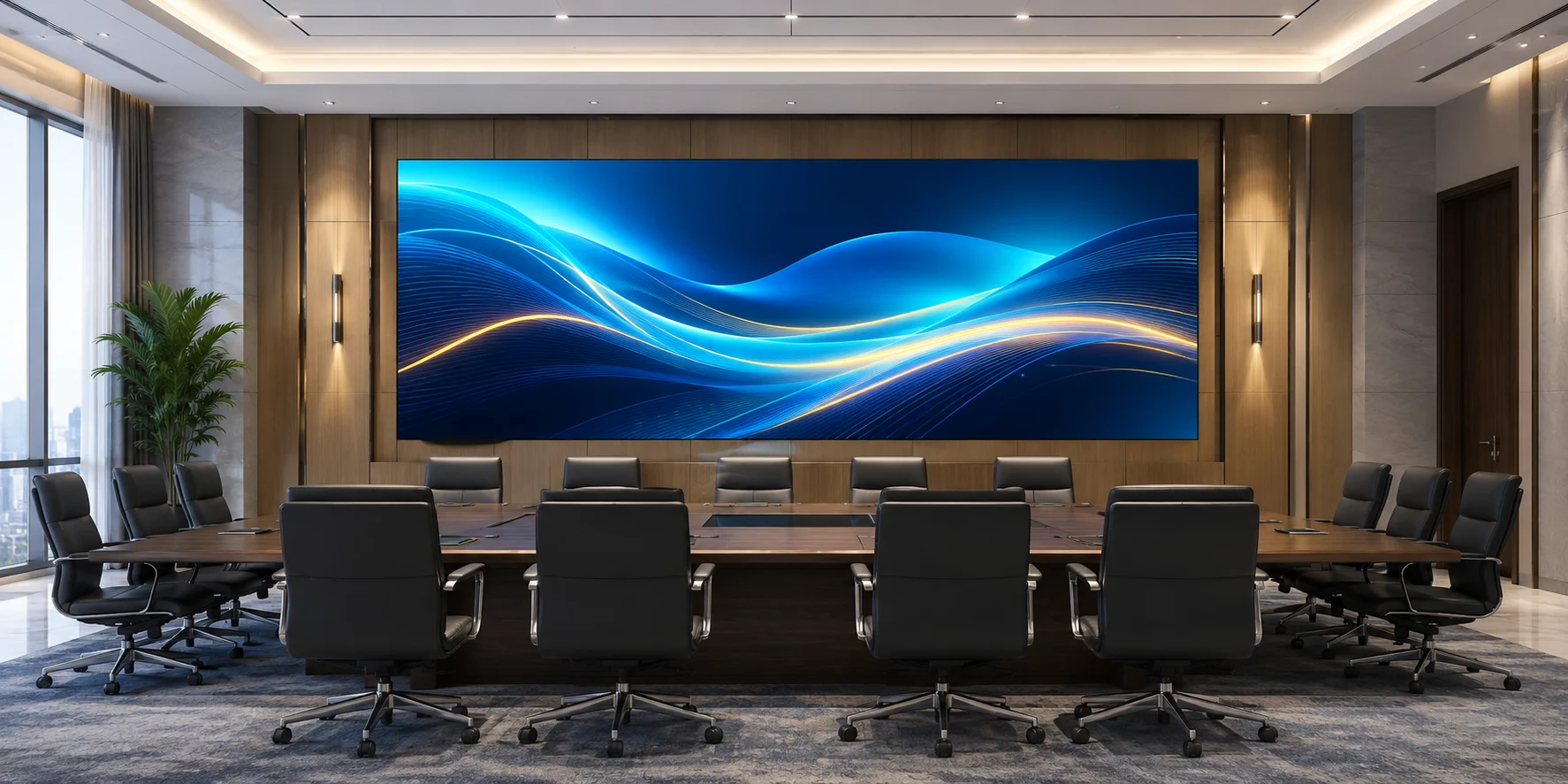 SV-P2.5L indoor LED display installed in a conference room