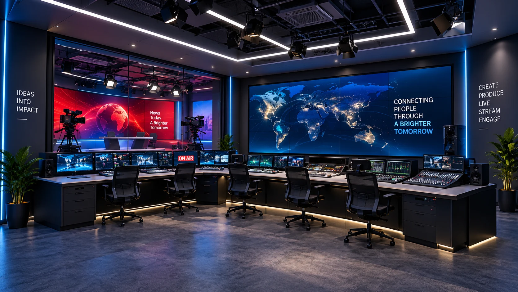 SVC LED display wall in a professional broadcast studio